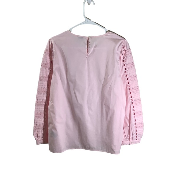 J. Crew Factory rE-IMAGINED Crewneck Pink Long Sleeve Blouse - Picture 2 of 7